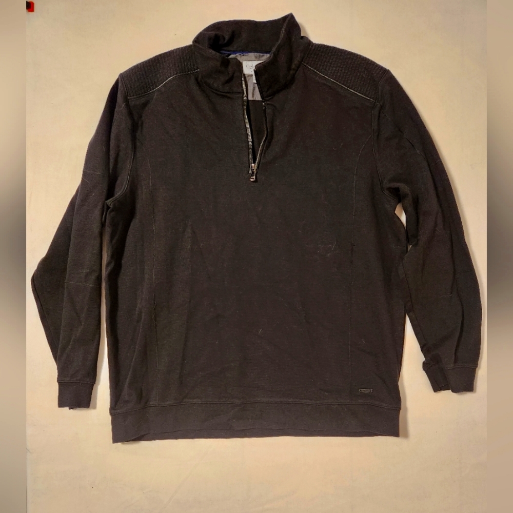 Calvin Klein Mens XL 1/4 Zip Pull Over Sweater Black